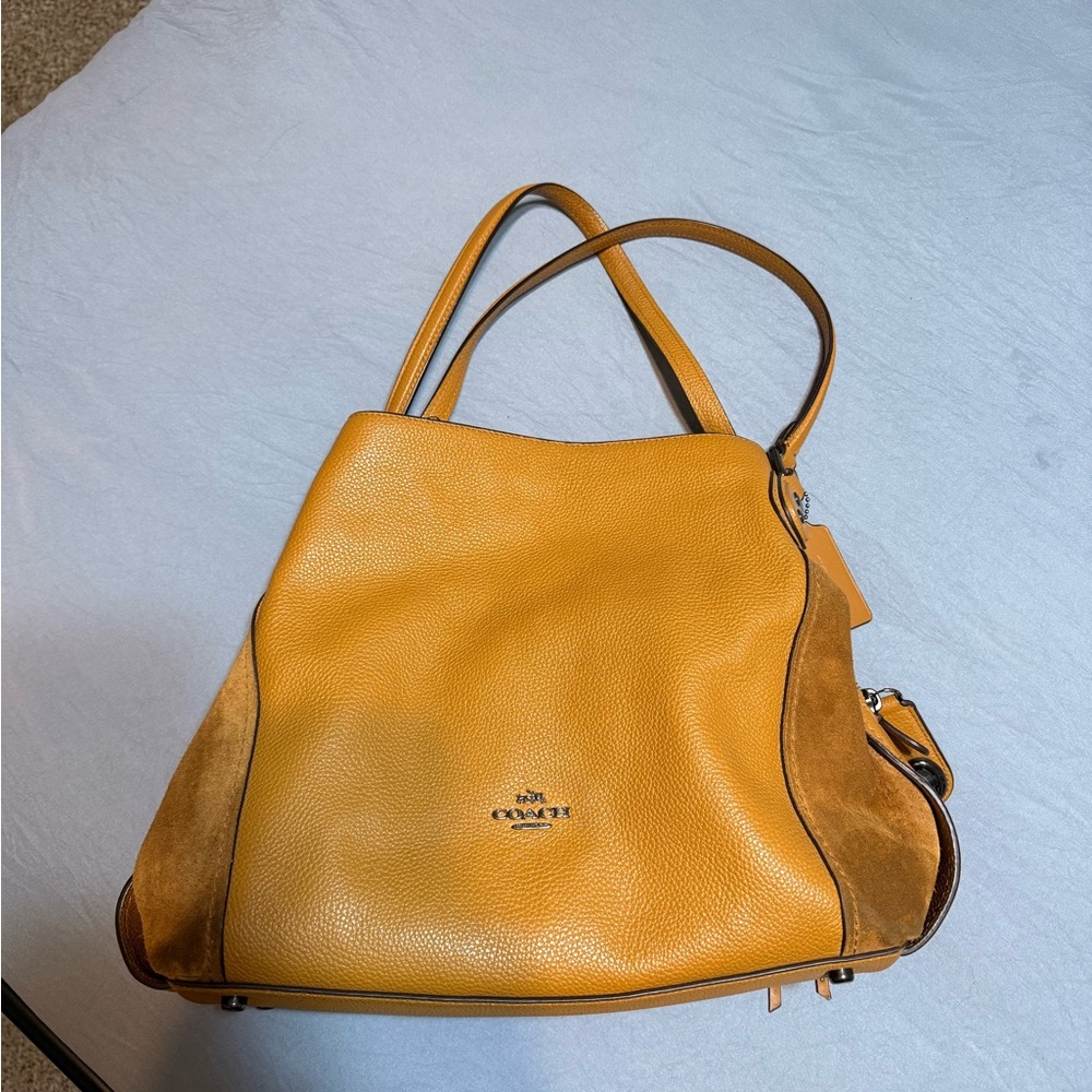 Coach Mustard and Brown Leather Shoulder Bag